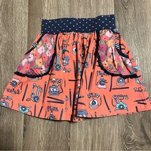 Matilda Jane Girls Hold the Phone Floral Pocket Skirt & Polka Dot Waist Size 6